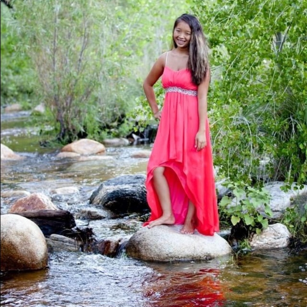 Strapless high-low dress